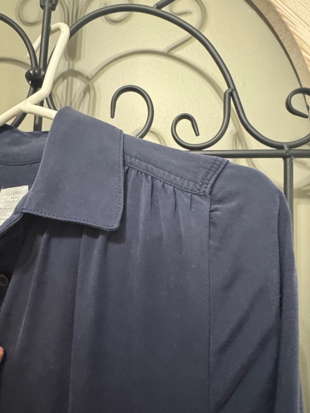 Chico's Navy Short-Sleeve Button Polo size 00 Tiered Dress Modal - Picture 10 of 14
